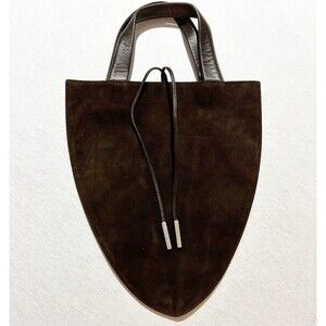 Tumi Small Evening Bag in Brown Leather, Packs Flat, Turquoise Lining